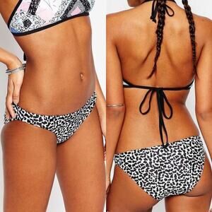 REVOLVE Evil Twin XS Black White Cosmos Crop Animal Print Low Rise Bikini Bottom